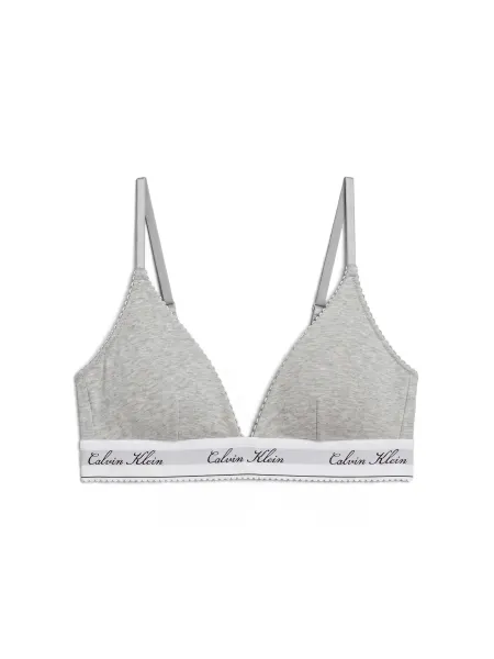Calvin Klein New Signature Cotton Blend Lightly Lined Triangle Bra - Grey Heather