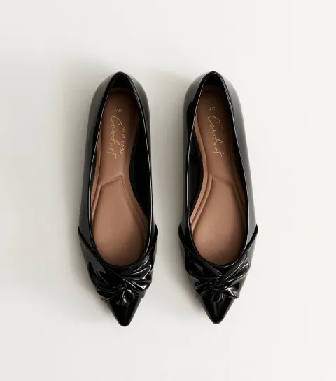 Women's Black Twist Faux Leather Pointed Toe Pumps Vegan