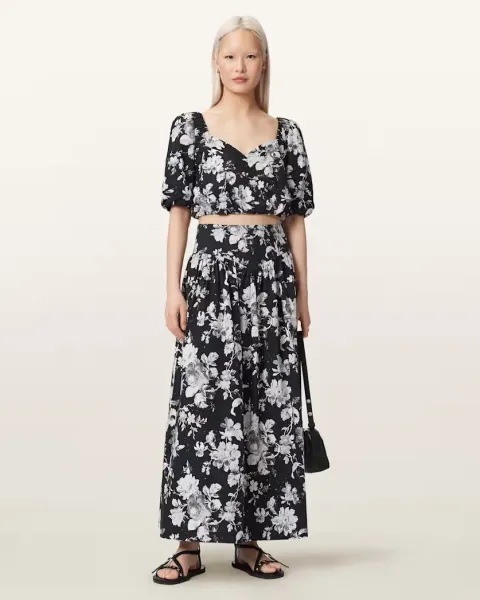 Levy Floral Midi Skirt