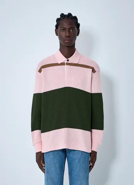 Jumbo Cotton Pique Stripe Polo Shirt