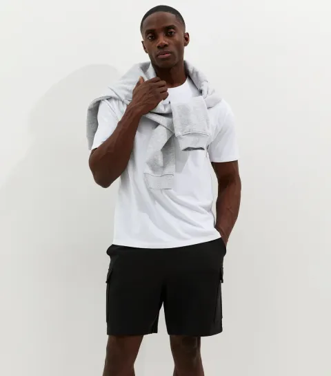 Men's Black Regular Jersey Cargo Shorts
