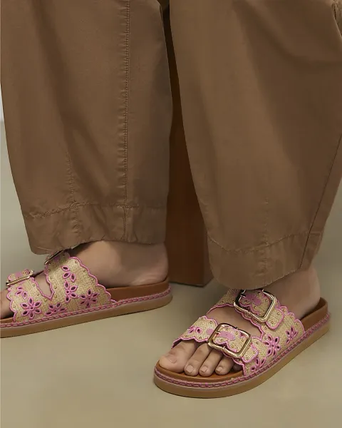 River Island Double Strap Scallop Footbed Sandals