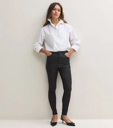New Look Women's Petite Black Coated Lift & Shape Jenna Jeans