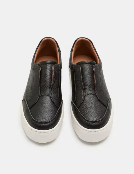 Marks & Spencer Leather Slip On Platform Trainers Black