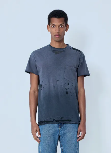 Distressed Cotton Jersey T-Shirt