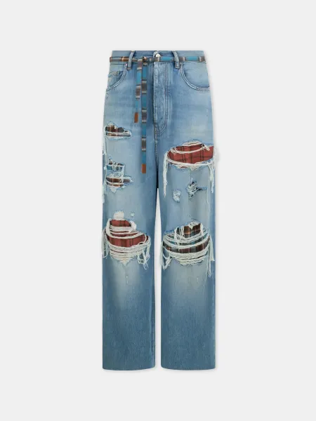 FLANNEL REPAIR BAGGY JEAN - Surfrider Indigo