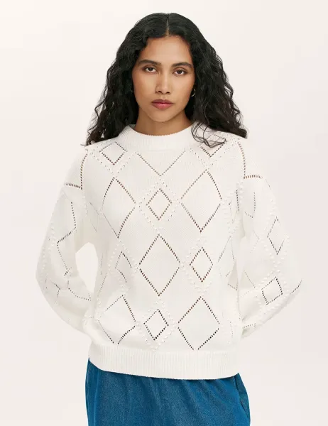 Finery London Pure Cotton Pointelle Jumper Ivory