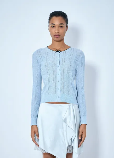 Ribbed Cardigan with Button Fastening