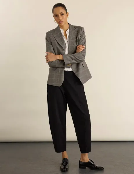 BAUKJEN Jersey Elasticated Waist Barrel Leg Trousers Black