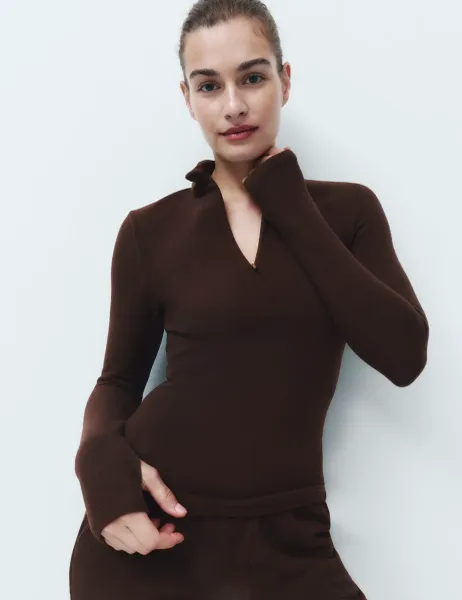 Marks & Spencer Heatgen Maximum Thermal Funnel Neck Top Bitter Chocolate