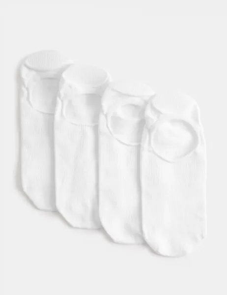 Marks & Spencer 4pk Cotton Rich Invisible Trainer Liners White