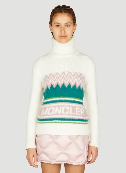 Logo Jacquard Polo Neck Sweater