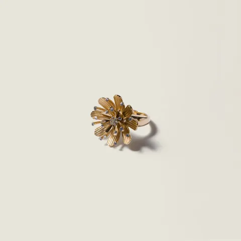 Metal ring with crystals