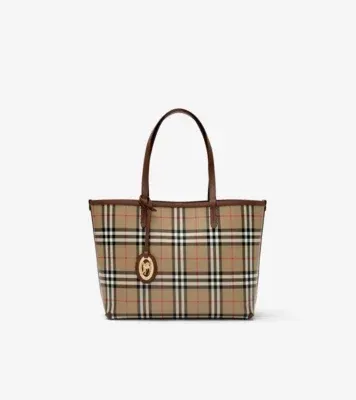 Small Check Tote in Archive beige