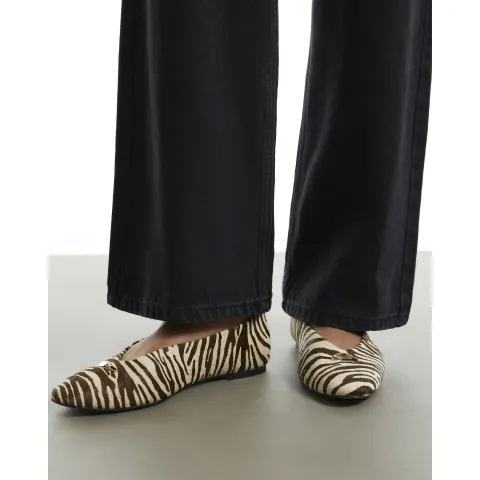 River Island Leather Zebra Pointed Toe Ballet Shoes