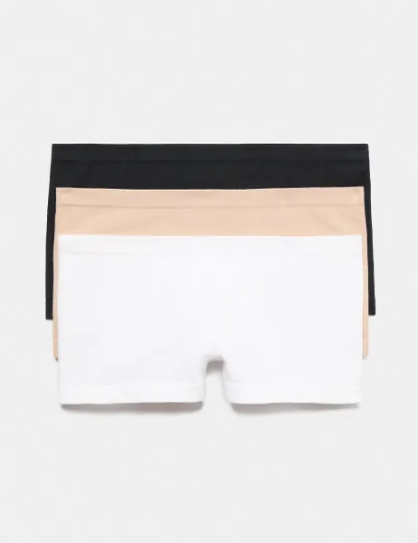 Marks & Spencer 3 Pack Comfort Rib Seamless Boxer Shorts Opaline Mix