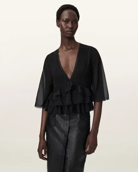 Flo V-Neck Lace Tiered Top