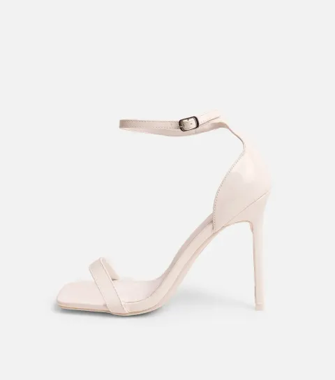 Women's Cream Patent Chaos Square Toe Stiletto Sandals