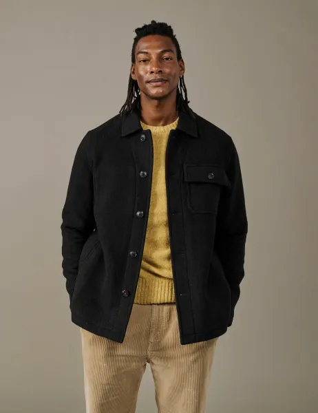 Aubin Wool Blend Overshirt Brown Mix