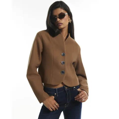 River Island Collarless Button Up Jacket