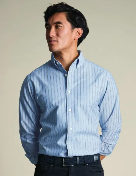 Charles Tyrwhitt Slim Fit Pure Cotton Striped Oxford Shirt Blue Mix