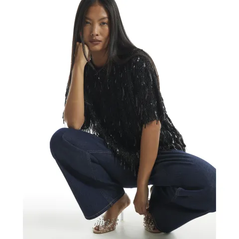 River Island Petite Petite Sequin T-Shirt