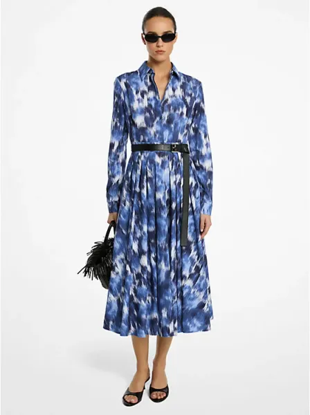 Michael Kors Floral Chiné Cotton Poplin Shirtdress