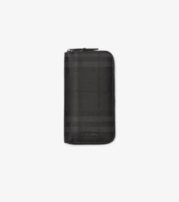 Large City Check Zip Wallet in Iron grey - Men, Technical, Cotton