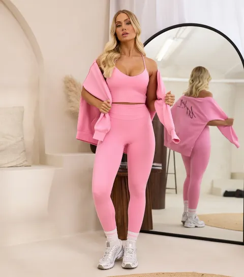 Women's Pink Knockout Strappy Sports Bra