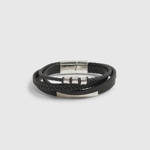 River Island Faux Leather Multi Row Bracelet