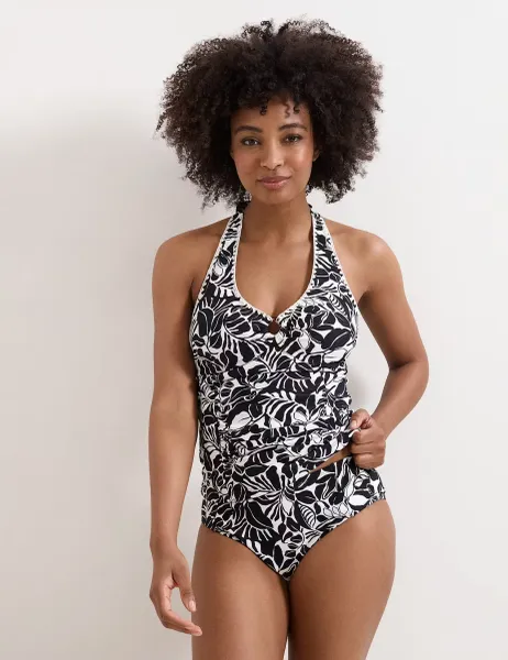 Phase Eight Printed Halterneck Tankini Top Black Mix