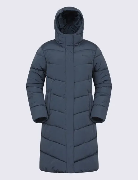 Mountain Warehouse Alexia Hooded Longline Puffer Coat Blue