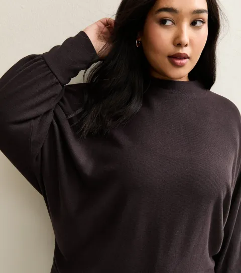 Women's Plus Size Dark Purple High Neck Batwing Jumper Curves