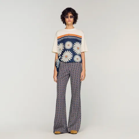 Floral-print floaty trousers