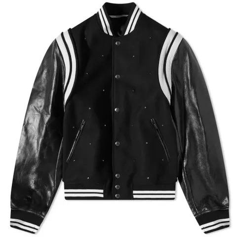 Leather Sleeve Teddy Jacket