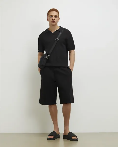 River Island Cotton Blend Drawstring Bermuda Shorts