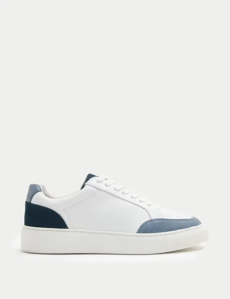 Autograph Leather Lace Up Trainers Blue Mix