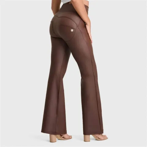 Freddy WRUP Faux Leather - Super High Waisted - Super Flare - Chocolate