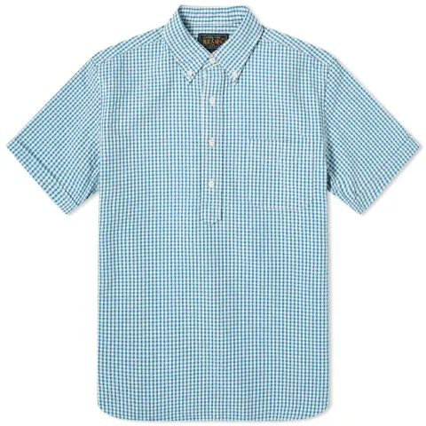 Short Sleeve Popover Indigo Seersucker Shirt