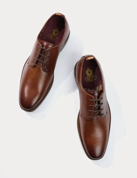 Base London Leather Derby Shoes Tan