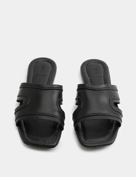 Marks & Spencer Leather Flat Mules Black
