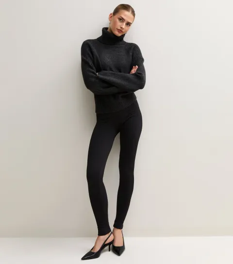New Look Women's Black Cable Knit Leggings