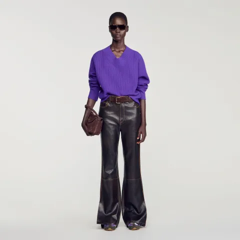 SANDRO Ribbed wool and cashmere jumper