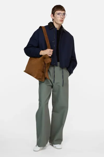 Bomber with faux leather collar