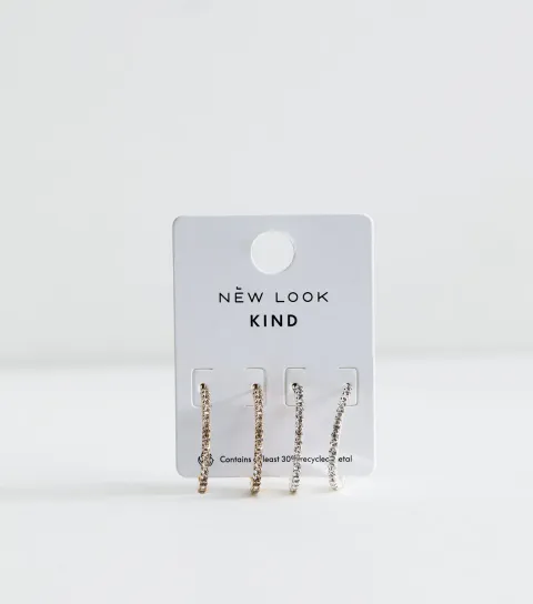 New Look Pack Of 2 Multicolour 30mm Diamante Hoop Earrings