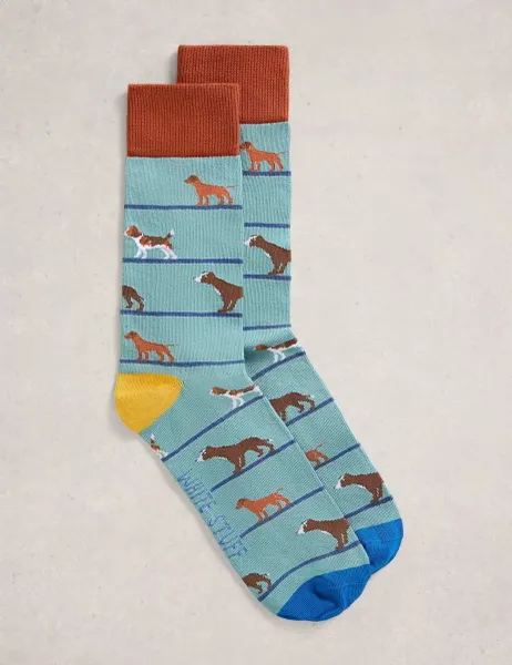 White Stuff Dogs Cotton Rich Socks Blue Mix