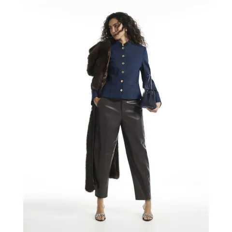 River Island Faux Leather Barrel Leg Trousers