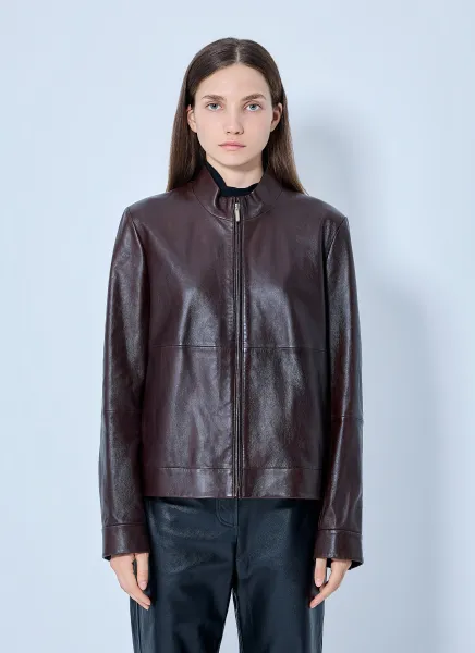 Max Mara High-Collar Leather Jacket
