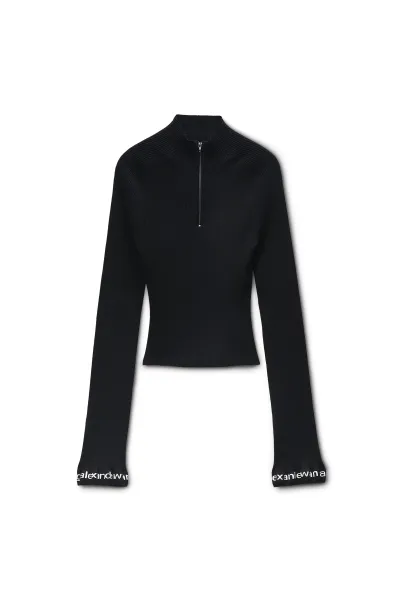 Long-Sleeve Ruffle-Hem Turtleneck