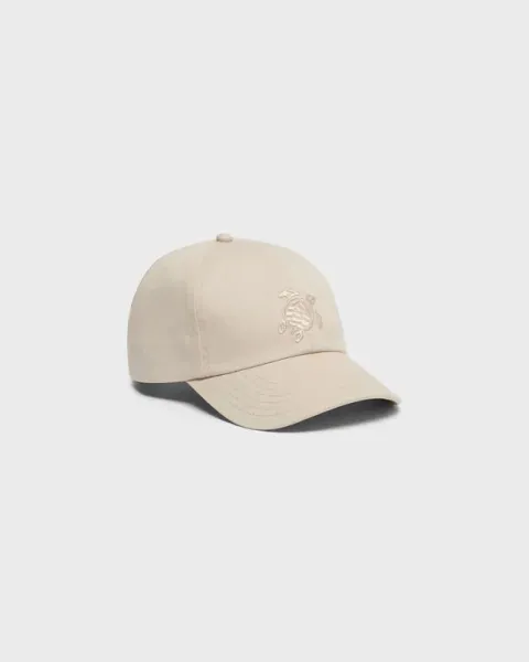 Vilebrequin Solid Cotton Cap Turtle Embroidery